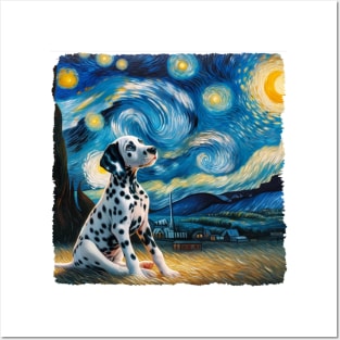 Starry Dalmatian Dog Portrait - Pet Portrait Posters and Art